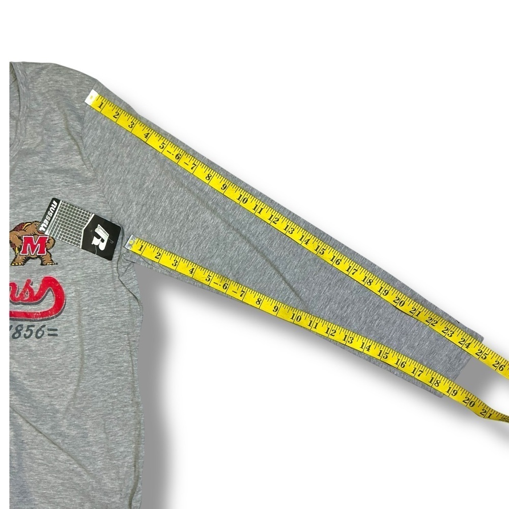 University Maryland Terrapins Tee Shirt Long Sleeve Logo MD Gray Women SZ Large - Picture 4 of 16